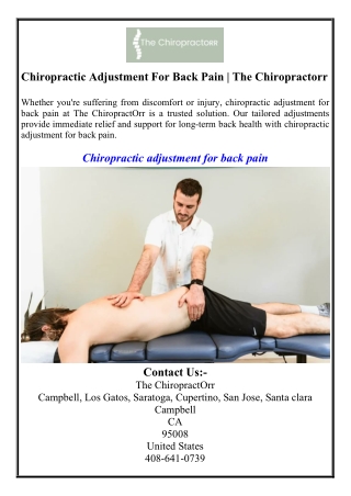 Chiropractic Adjustment For Back Pain  The Chiropractorr