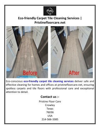 Eco-friendly Carpet Tile Cleaning Services