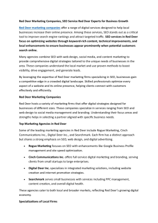 Red Deer Marketing Companies, SEO Service Red Deer Expert for Business