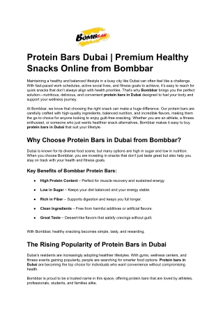 Protein Bars Dubai _ Premium Healthy Snacks Online from Bombbar