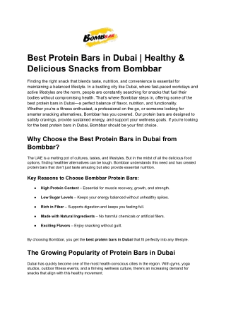 Best Protein Bars in Dubai _ Healthy & Delicious Snacks from Bombbar