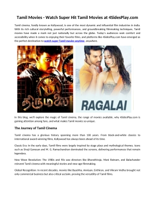 Tamil Movies - Watch Super Hit Tamil Movies at 4SidesPlay.com