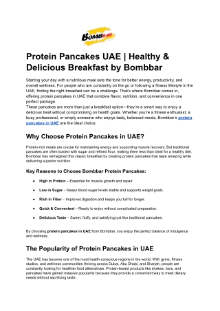 Protein Pancakes UAE _ Healthy & Delicious Breakfast by Bombbar