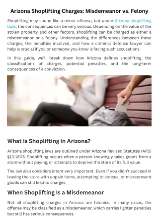 Arizona Shoplifting Charges Misdemeanor vs. Felony