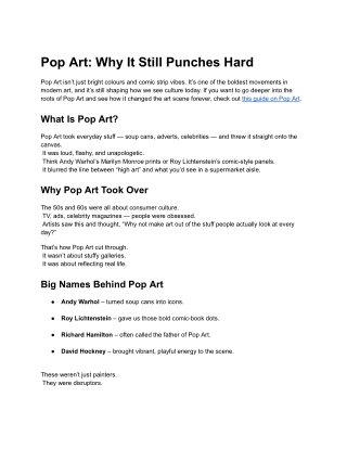 Pop Art_ Why It Still Punches Hard