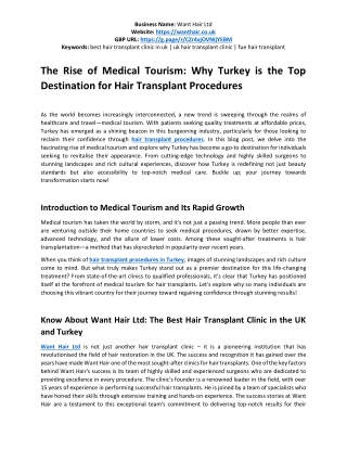 Why Turkey is the Top Destination for Hair Transplant Procedures