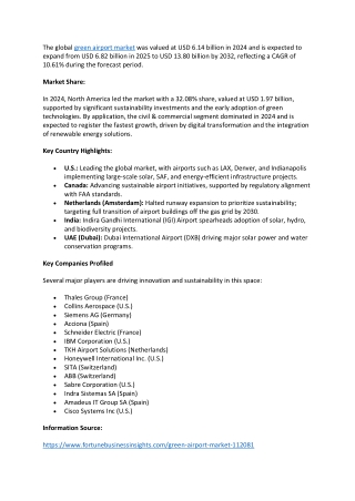 Green Airport Market USD 6.82 Billion in 2025 with Rising Investments