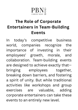 The Role of Corporate Entertainers in Team-Building Events