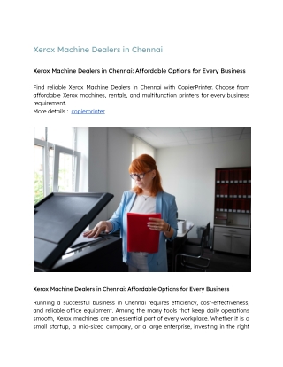 Xerox Machine Dealers in Chennai - Copier Printer