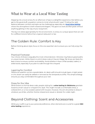 E - What to Wear at a LocStepping into a local winery for an afteal Wine Tasting