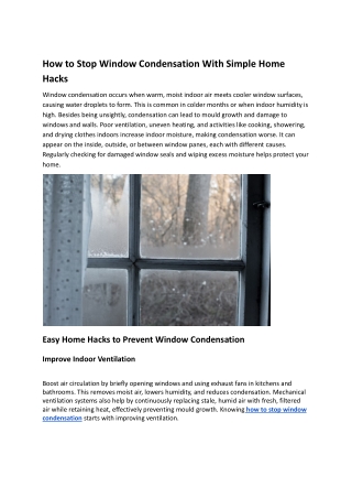 How to Stop Window Condensation With Simple Home Hacks