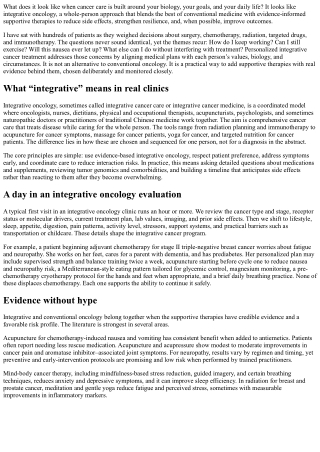 Personalized Integrative Cancer Treatment: Tailoring Therapies to You