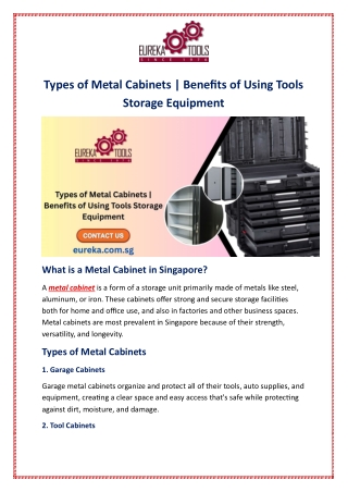 Types of Metal Cabinets | Benefits of Using Tools Storage Equipment
