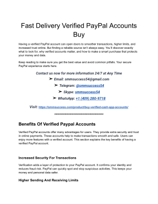 Fast Delivery Verified PayPal Accounts Buy