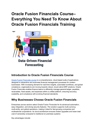 Oracle Fusion Financials Course– Everything You Need To Know About Oracle Fusion Financials Training