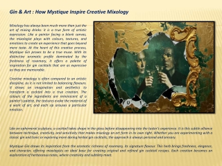 Gin & Art  How Mystique Inspire Creative Mixology