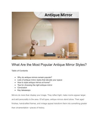 Top Antique Mirrors Styles Every Collector Should Know