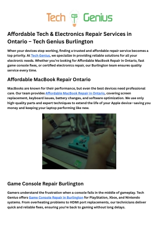Game Console Repair Burlington
