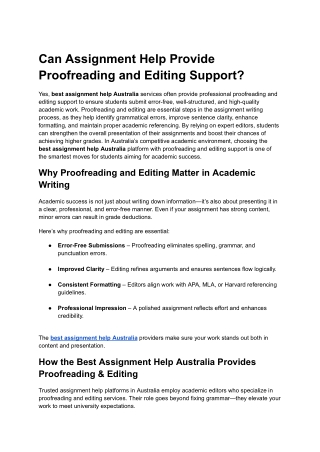 Can the Best Assignment Help Australia Provide Proofreading and Editing Support?