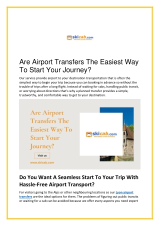 Are Airport Transfers The Easiest Way To Start Your Journey?