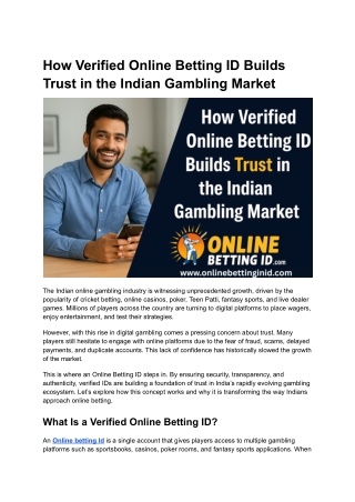 How Verified Online Betting ID Builds Trust in the Indian Gambling Market