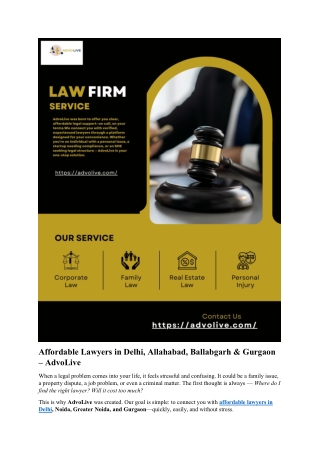 Affordable Lawyers Near You – Delhi, Allahabad, Ballabgarh & Gurgaon | AdvoLive