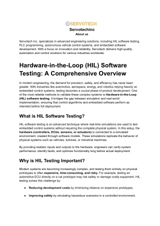 Hardware-in-the-Loop (HIL) Software Testing