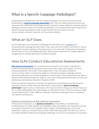 What Is a Speech-Language Pathologist