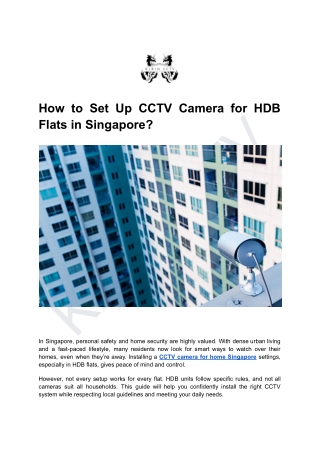 How to Set Up CCTV Camera for HDB Flats in Singapore