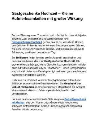 Gastgeschenke Hochzeit – Kleine Aufmerksamkeiten mit großer Wirkung