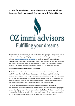 Looking for a Registered Immigration Agent in Parramatta?