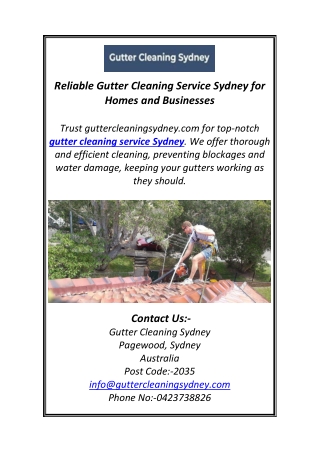 Reliable Gutter Cleaning Service Sydney for Homes and Businesses
