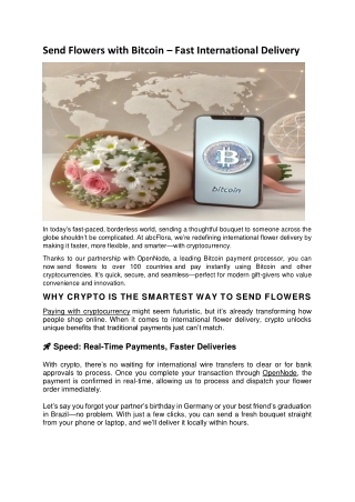 Send Flowers with Bitcoin – Fast International Delivery