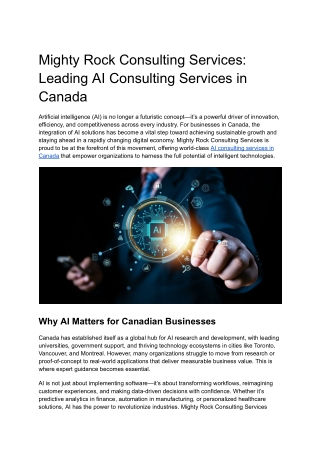 Mighty Rock Consulting Services_ Leading AI Consulting Services in Canada