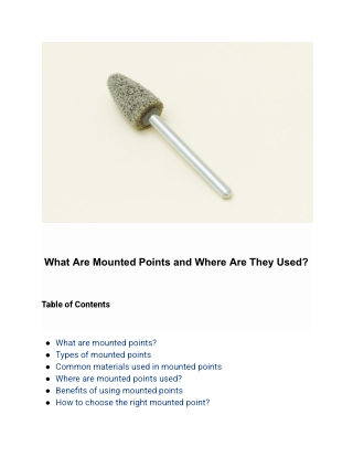 Understanding Mounted Points and Their Common Applications