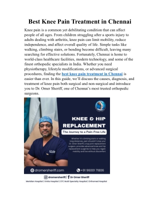 Best Knee Pain Treatment in Chennai