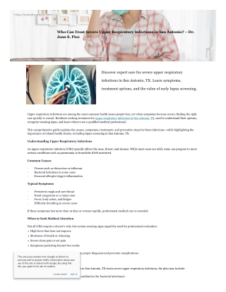 Who Can Treat Severe Upper Respiratory Infections in San Antonio? – Dr. Juan S.