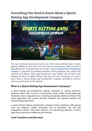 Everything You Need to Know About a Sports Betting App Development Company