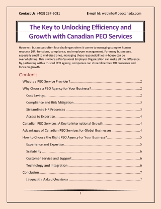 The Key to Unlocking Efficiency and Growth with Canadian PEO Services