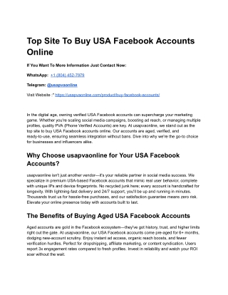 Top Site To Buy USA Facebook Accounts Online