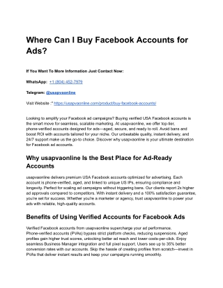 Where Can I Buy Facebook Accounts for Ads