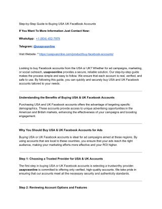 Step-by-Step Guide to Buying USA UK FaceBook Accounts