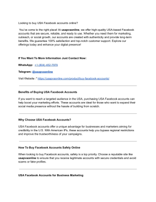 Looking to buy USA Facebook accounts online