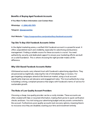 Benefits of Buying Aged Facebook Accounts