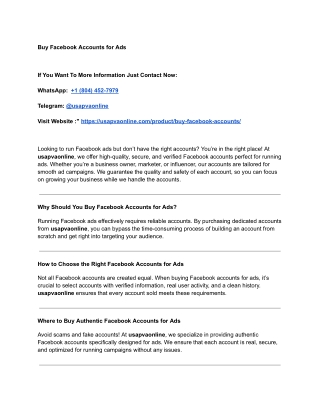 Buy Facebook Accounts for Ads