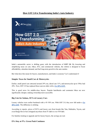 How GST 2.0 is Transforming India’s Auto Industry