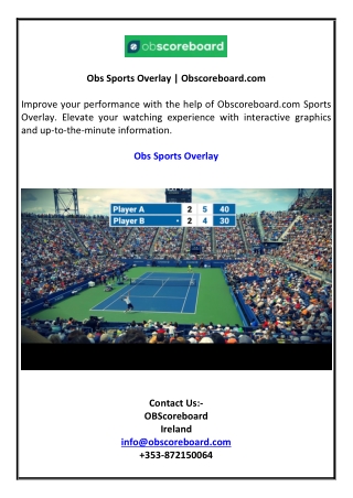 Obs Sports Overlay | Obscoreboard.com