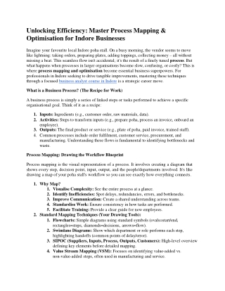 Process Mapping and Optimization Techniques for Business Processes in an Indore Course