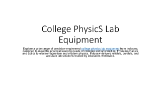 College PhysicS Lab Equipment