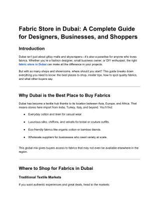 Fabric Store in Dubai